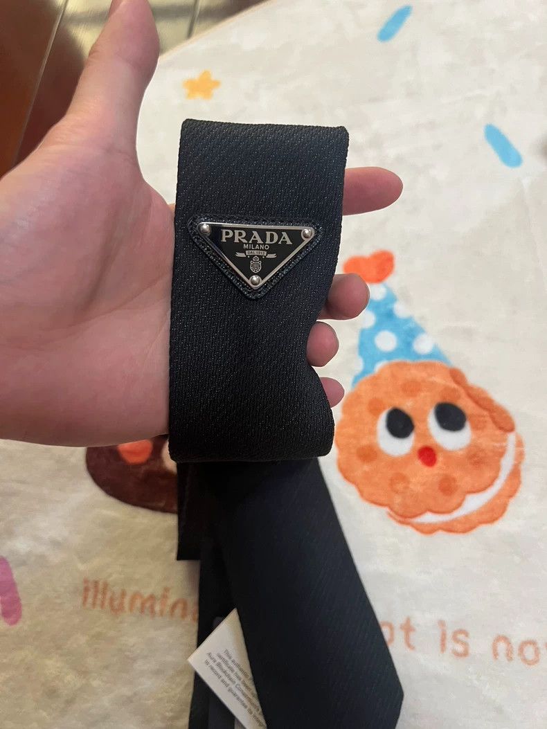 Prada Prada Black Linen Tie with Tag Size ONE SIZE - 2 Thumbnail