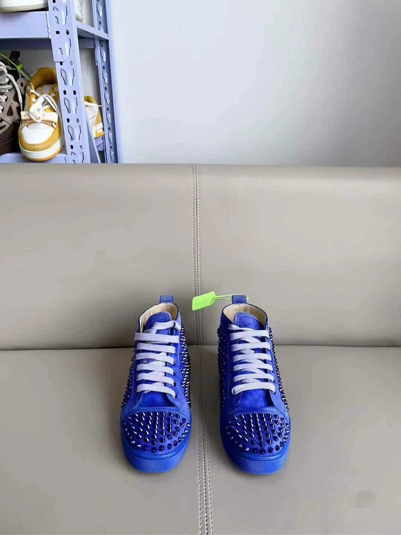 Christian Louboutin Christian Louboutin Blue High-Top Studded Sneakers Size US 10 / EU 43 - 7 Thumbnail