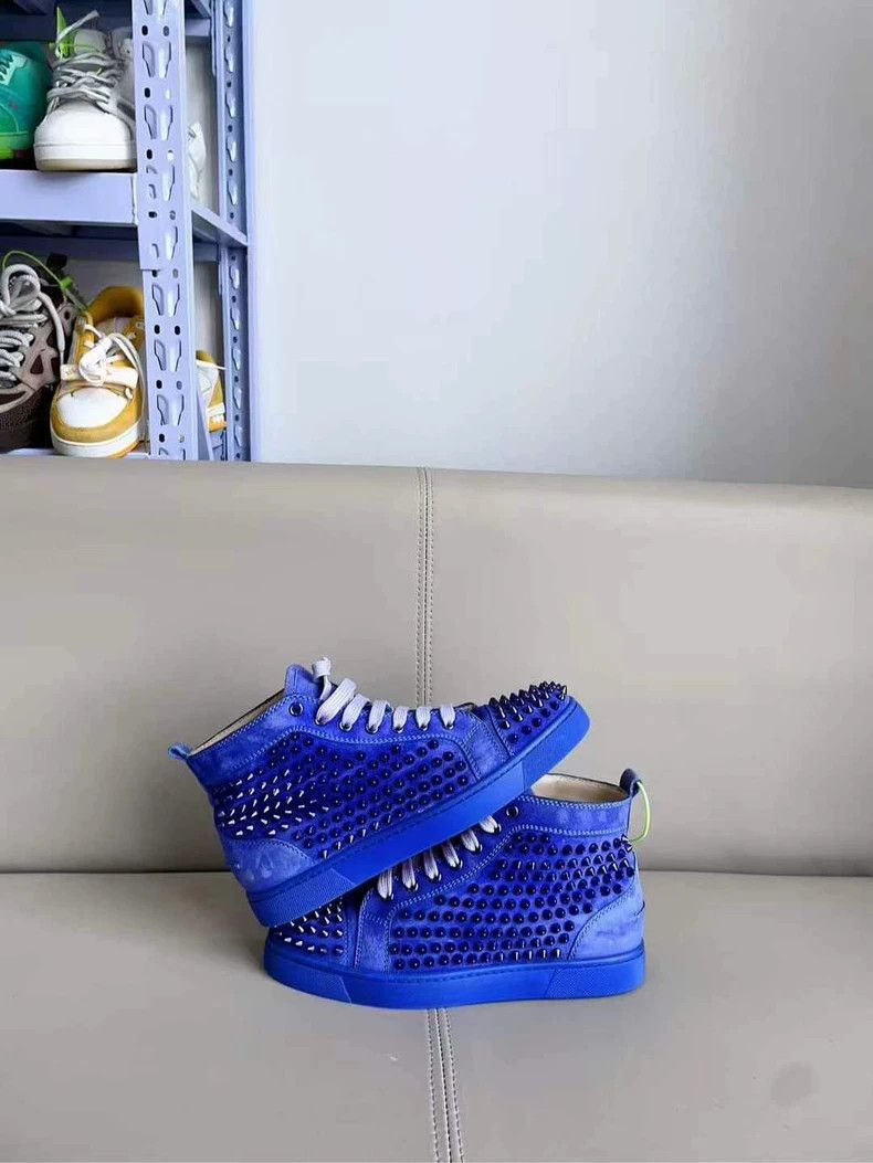 Christian Louboutin Christian Louboutin Blue High-Top Studded Sneakers Size US 10 / EU 43 - 5 Thumbnail