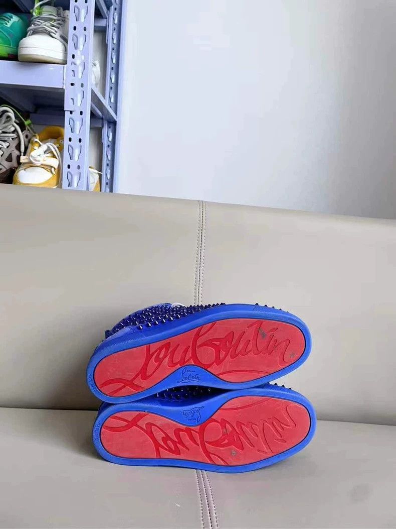 Christian Louboutin Christian Louboutin Blue High-Top Studded Sneakers Size US 10 / EU 43 - 6 Thumbnail