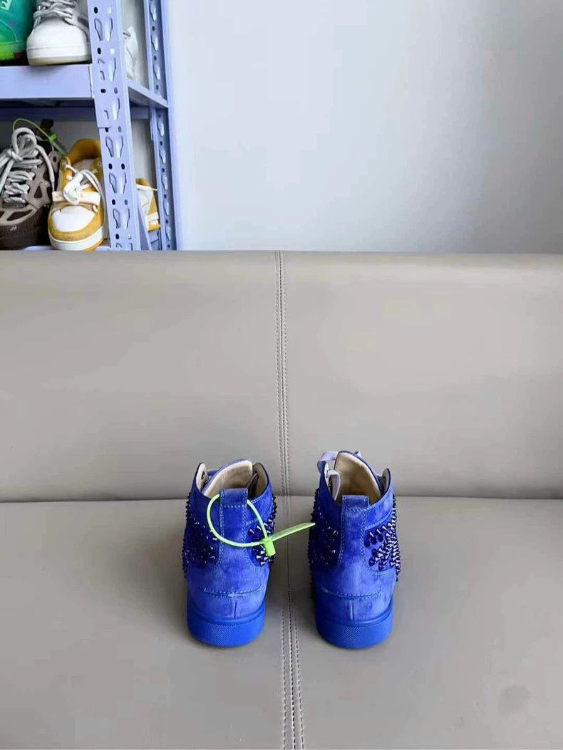 Christian Louboutin Christian Louboutin Blue High-Top Studded Sneakers Size US 10 / EU 43 - 2 Thumbnail