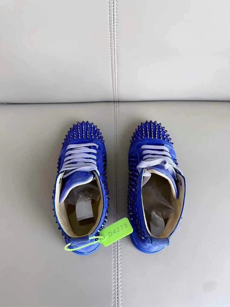 Christian Louboutin Christian Louboutin Blue High-Top Studded Sneakers Size US 10 / EU 43 - 3 Thumbnail