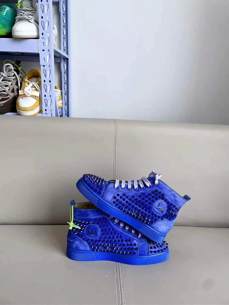 Christian Louboutin Christian Louboutin Blue High-Top Studded Sneakers Size US 10 / EU 43 - 4 Thumbnail