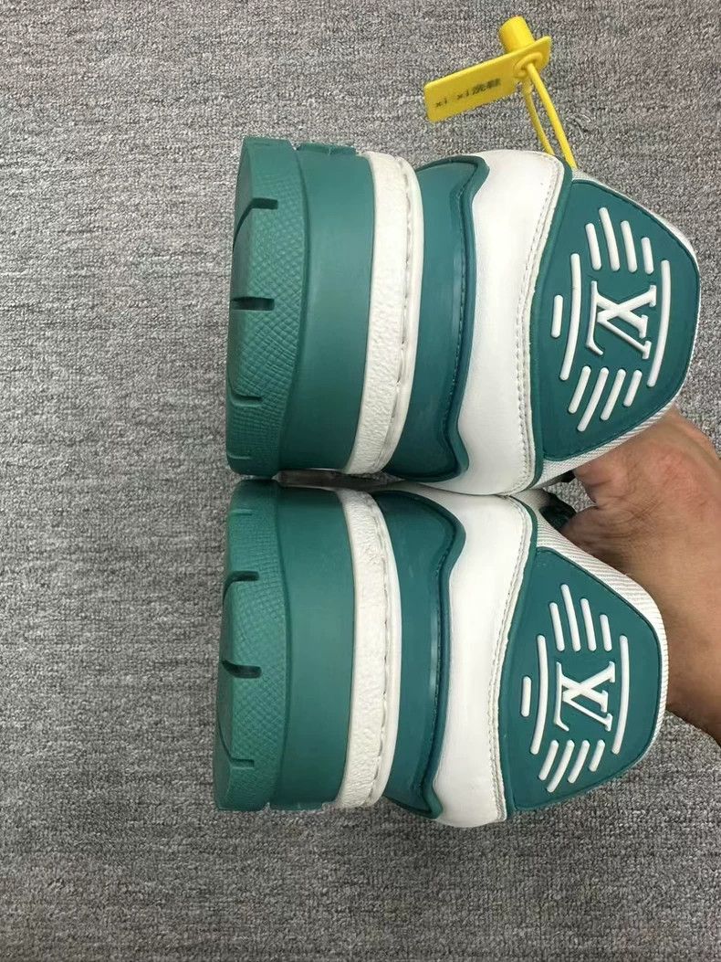 Louis Vuitton Lv Trainer White and Teal Sneakers Size US 10 / EU 43 - 4 Thumbnail