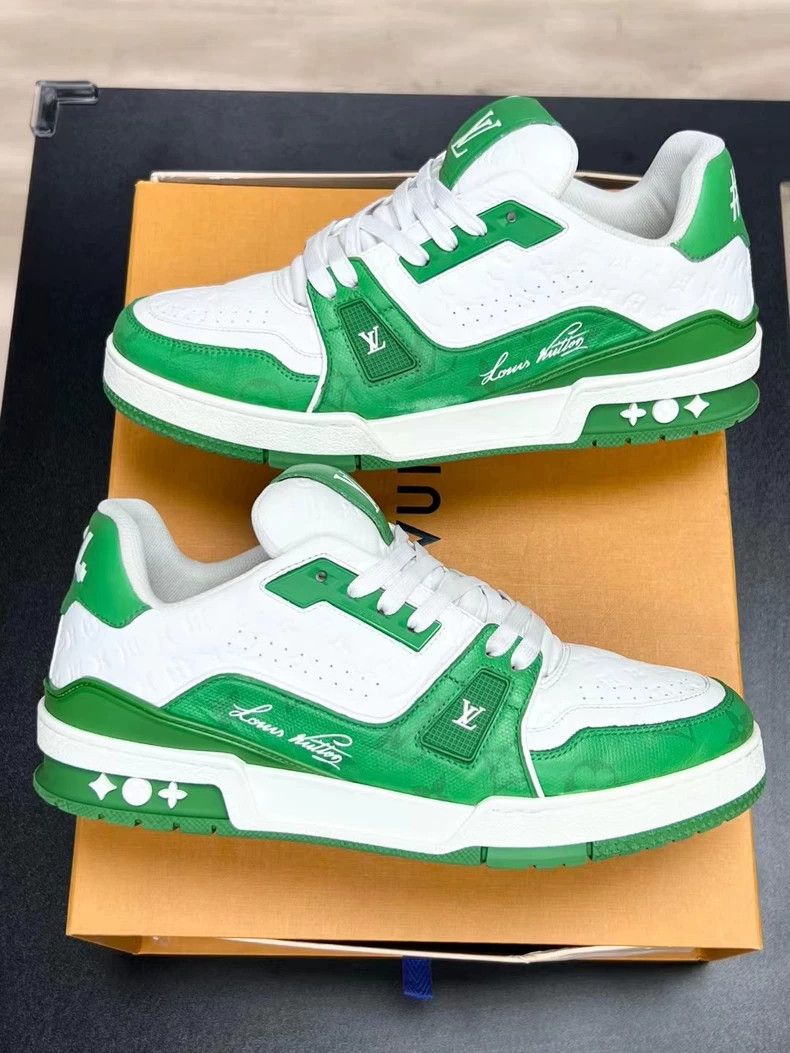 Louis Vuitton LV Trainer Sneakers in White and Green Size US 7 / EU 40 - 5 Thumbnail