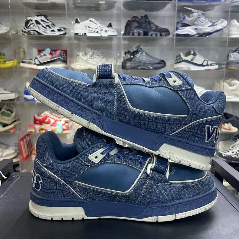 Louis Vuitton LV Trainer Blue Denim Sneaker Size 8 Size US 8 / EU 41 - 5 Thumbnail