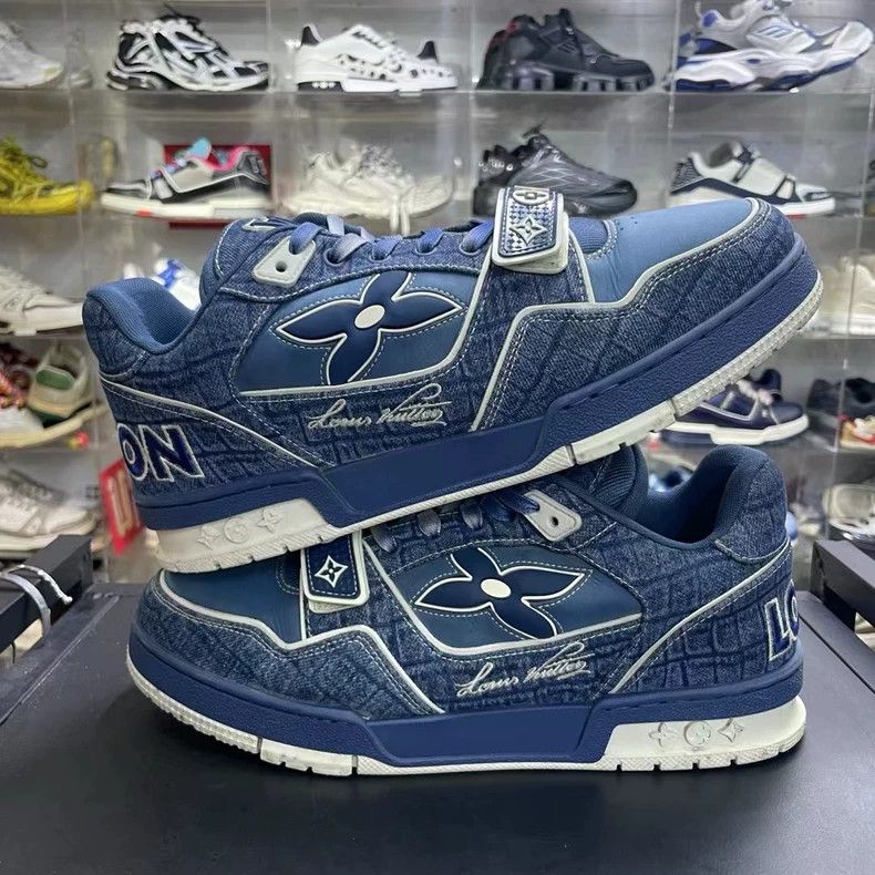 Louis Vuitton LV Trainer Blue Denim Sneaker Size 8 Size US 8 / EU 41 - 4 Thumbnail