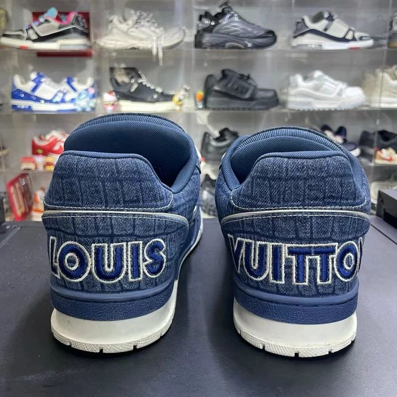 Louis Vuitton LV Trainer Blue Denim Sneaker Size 8 Size US 8 / EU 41 - 3 Thumbnail