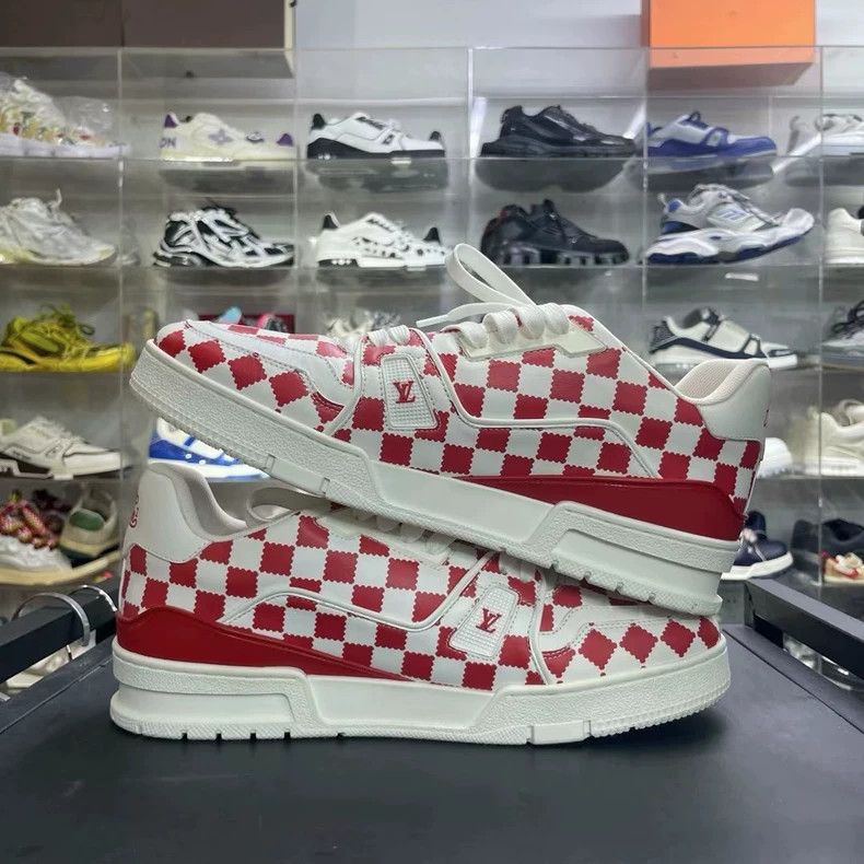 Louis Vuitton New Louis Vuitton Trainer Sneakers Red Checkered Size US 8 / EU 41 - 4 Thumbnail