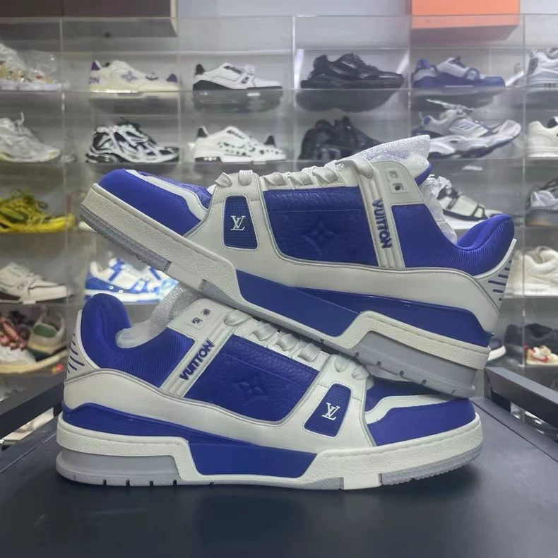 Louis Vuitton Louis Vuitton Lv Trainer Low-Top Sneakers Blue Size US 8.5 / EU 41-42 - 4 Thumbnail
