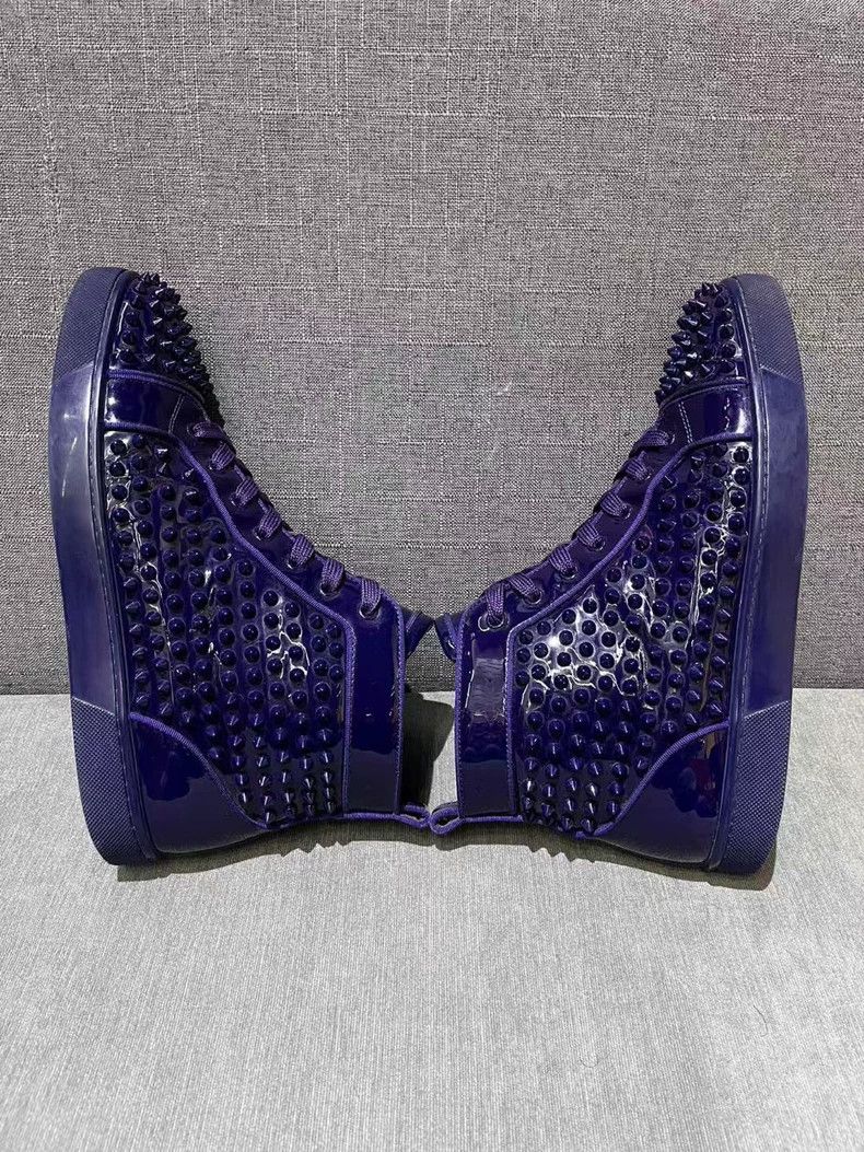 Christian Louboutin Christian Louboutin Purple High-Top Studded Sneakers Size US 8.5 / EU 41-42 - 4 Thumbnail