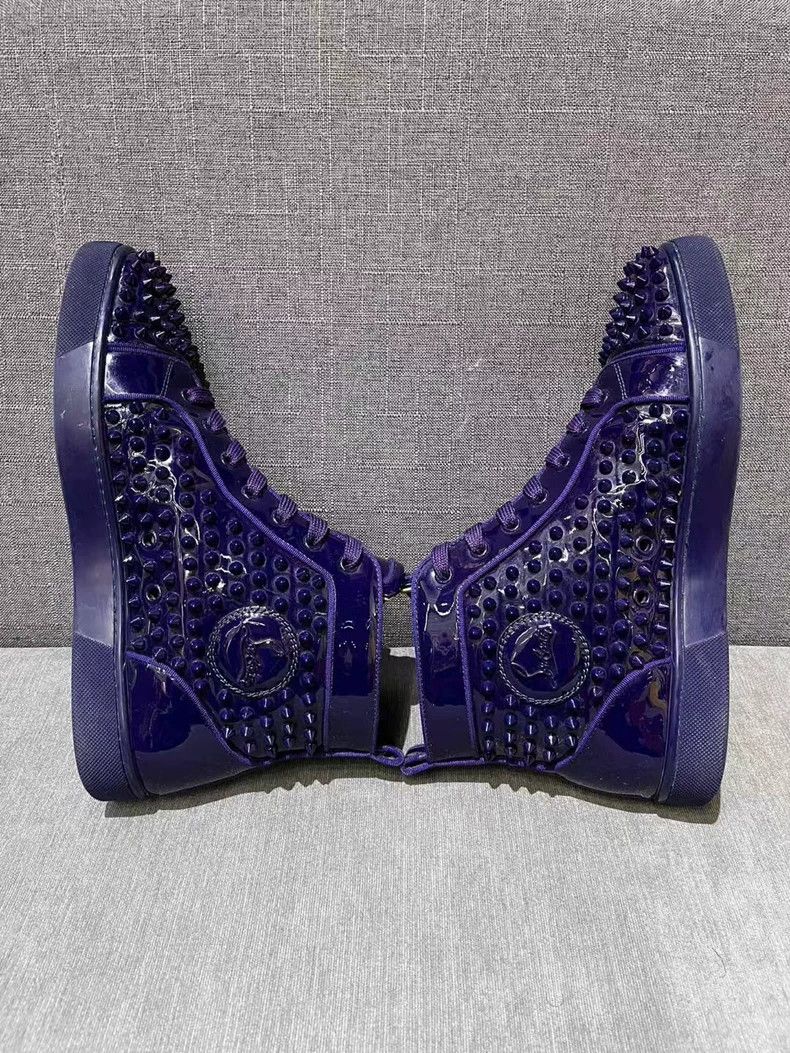 Christian Louboutin Christian Louboutin Purple High-Top Studded Sneakers Size US 8.5 / EU 41-42 - 3 Thumbnail
