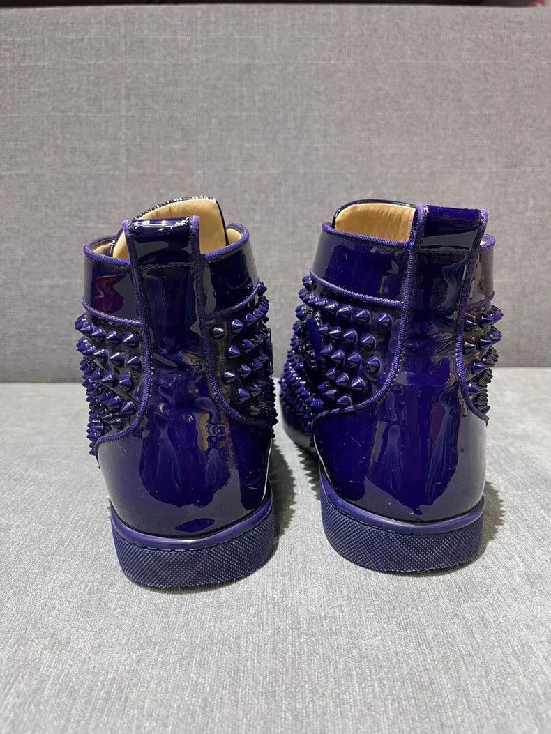 Christian Louboutin Christian Louboutin Purple High-Top Studded Sneakers Size US 8.5 / EU 41-42 - 5 Thumbnail