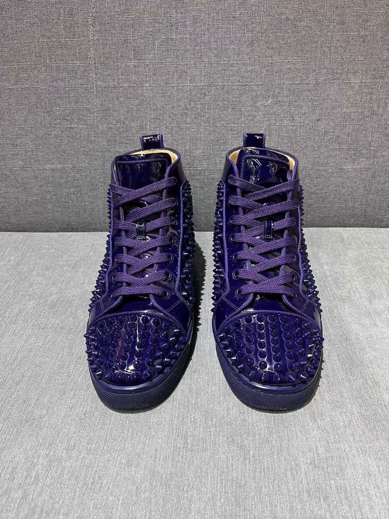 Christian Louboutin Christian Louboutin Purple High-Top Studded Sneakers Size US 8.5 / EU 41-42 - 2 Thumbnail