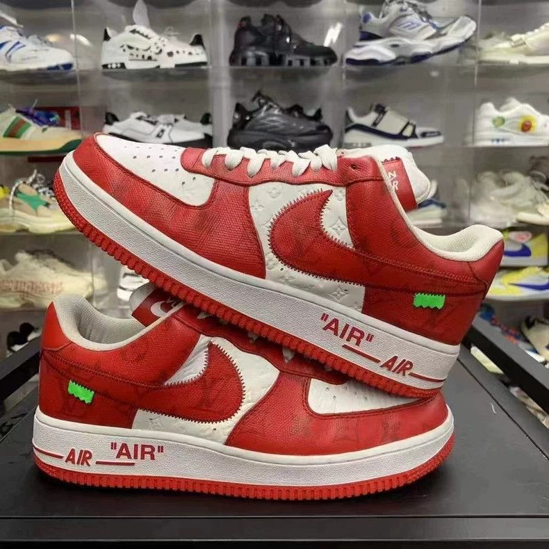 Louis Vuitton Red and White Nike Air Force Sneakers Size US 8 / EU 41 - 4 Thumbnail