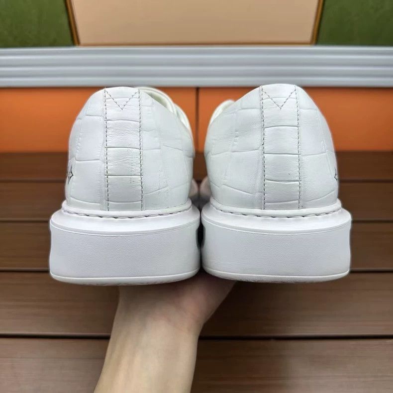 Louis Vuitton LV Crocodile Pattern Casual Sneakers in White Size US 10 / EU 43 - 4 Thumbnail