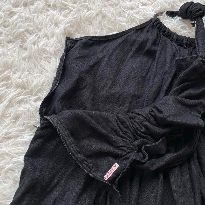 Black Cotton Linen Suspender Jumpsuit