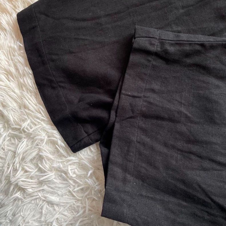Black Cotton Linen Suspender Jumpsuit