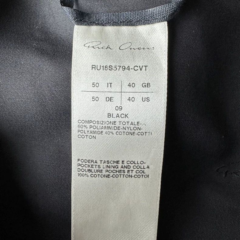 Rick Owens Rick Owens Black Nylon Jacket Size S Size US S / EU 44-46 / 1 - 5 Thumbnail