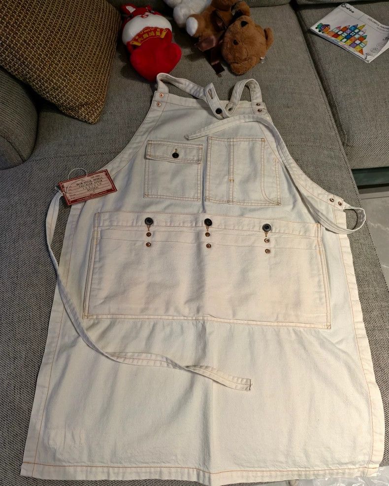 Freewheelers Freewheelers White Canvas Work Apron Size ONE SIZE - 3 Thumbnail