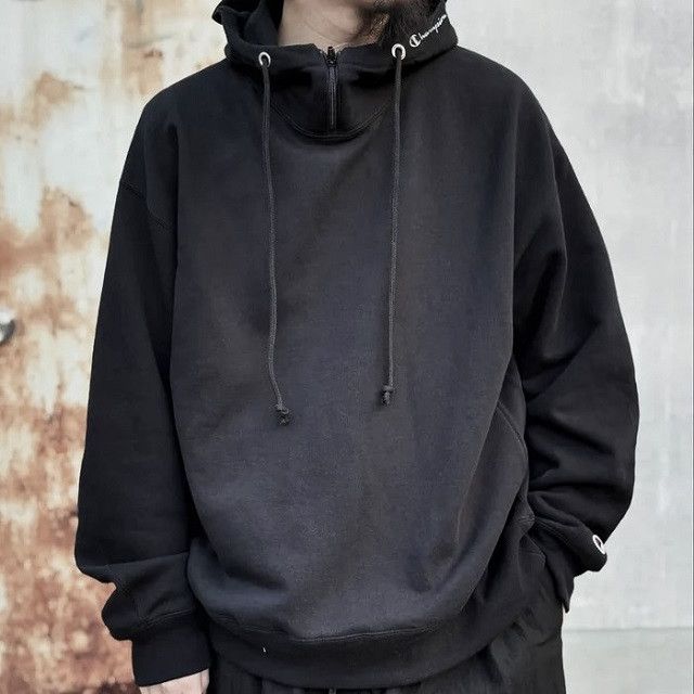 Other Other N.HOOLYWOOD × Champion MOCK NECK HOODIE Cotton Blend Sweatshirt Cotton Sweatshirts & Hoodies C8-B113 DUTY FREE for USA Size ONE SIZE - 3 Thumbnail