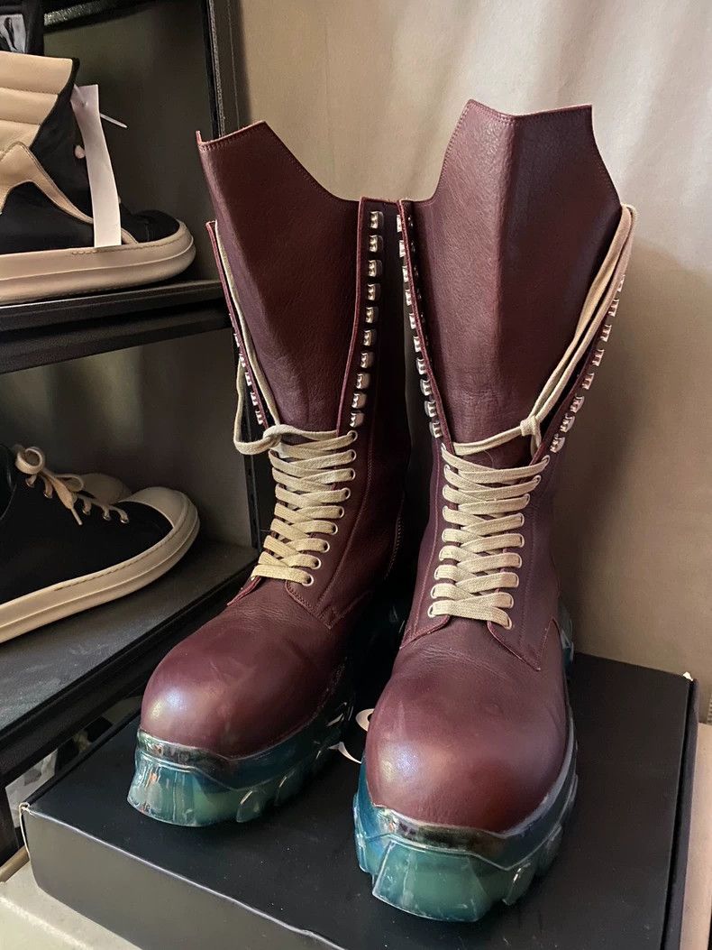 Rick Owens Burgundy Octopus Sole Boots Size 43