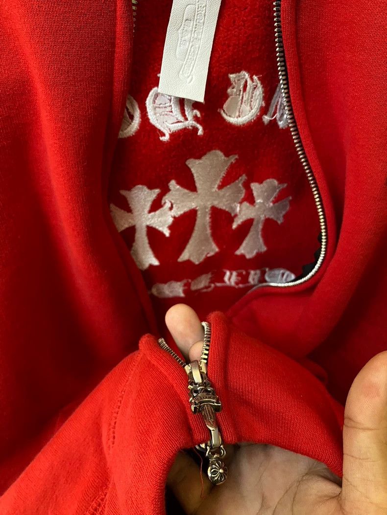 Chrome Hearts Chrome Hearts Red Zip-Up Hoodie Jacket Size US S / EU 44-46 / 1 - 5 Thumbnail