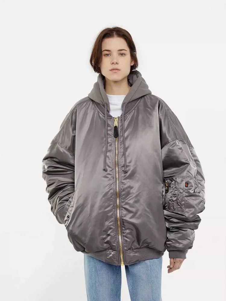 Vetements Vetements Bomber Hooded Cotton Jacket Gray Green Size US XS / EU 42 / 0 - 7 Thumbnail