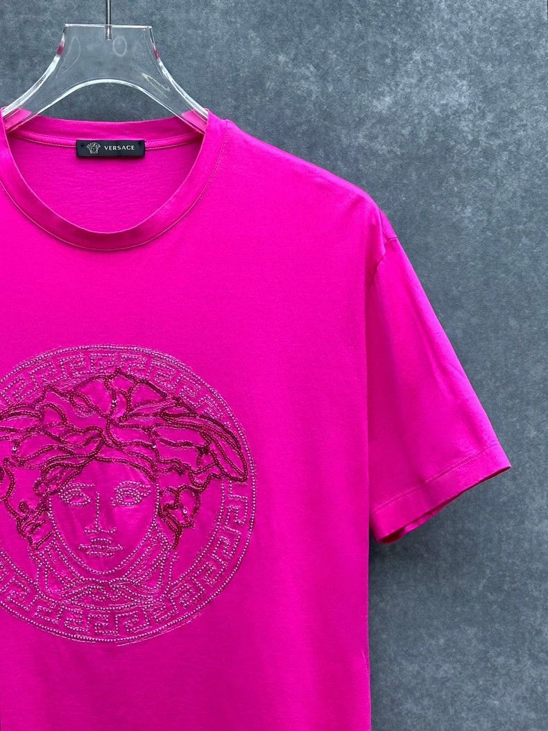 Versace Versace Embroidered Logo Pink T-Shirt Size US L / EU 52-54 / 3 - 5 Thumbnail