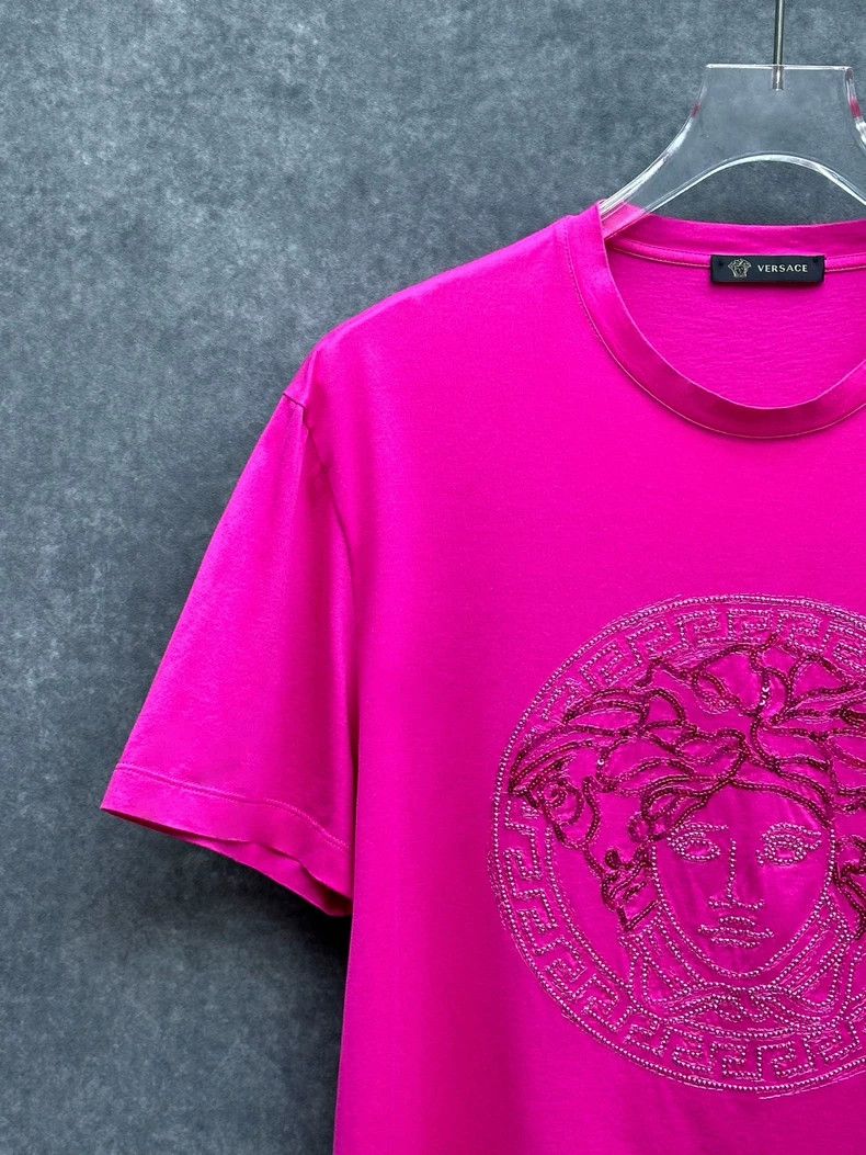 Versace Versace Embroidered Logo Pink T-Shirt Size US L / EU 52-54 / 3 - 6 Thumbnail