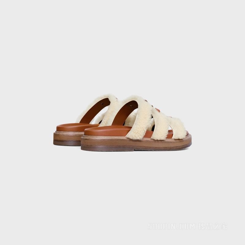Celine tippi slide in shearling and calfskin Size US 7 / IT 37 - 3 Thumbnail