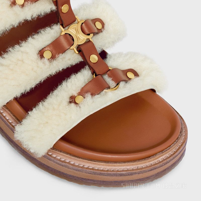 Celine tippi slide in shearling and calfskin Size US 9 / IT 39 - 4 Thumbnail