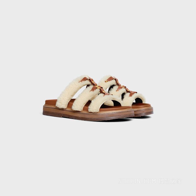 Celine tippi slide in shearling and calfskin Size US 10 / IT 40 - 2 Thumbnail