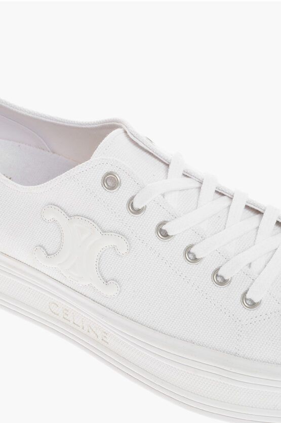 Celine JANE CANVAS LOW-TOP SNEAKERS WITH LEATHER TRIOMPHE DETAIL AND PLATFORM 3.5CM Size US 10 / IT 40 - 4 Thumbnail