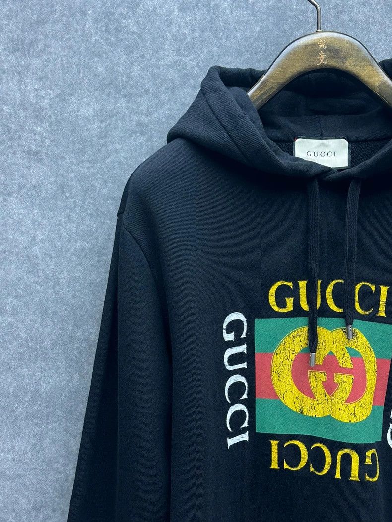 Gucci Gucci Black Retro Logo Print Hoodie Size US XL / EU 56 / 4 - 6 Thumbnail