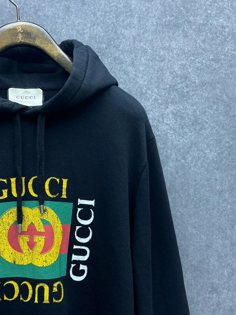 Gucci Gucci Black Retro Logo Print Hoodie Size US XL / EU 56 / 4 - 5 Thumbnail