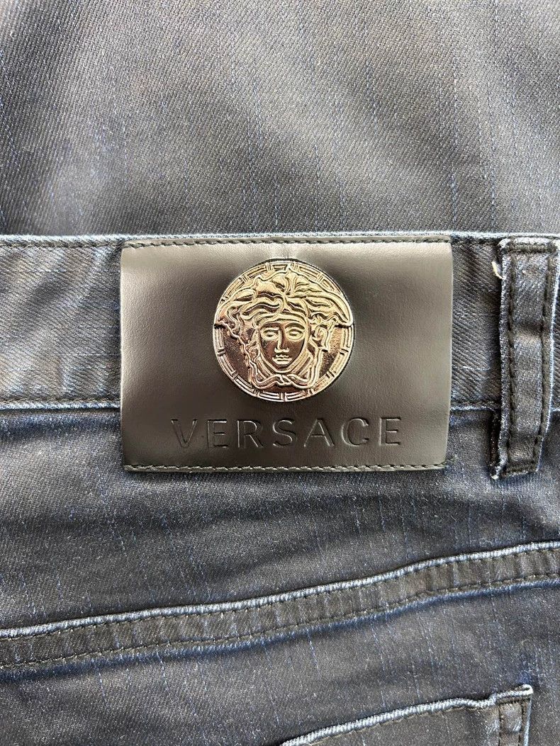 Versace Versace Slim Fit Coated Denim Pants for Men Size US 34 / EU 50 - 8 Thumbnail