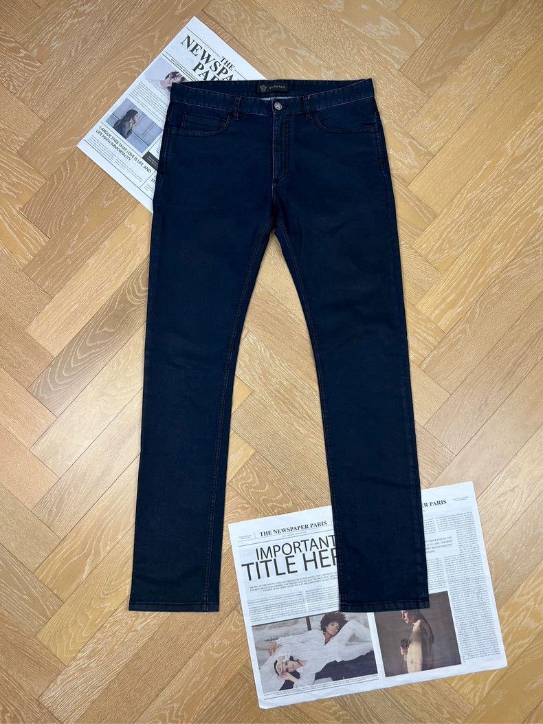 Versace Versace Slim Fit Coated Denim Pants for Men Size US 34 / EU 50 - 2 Thumbnail