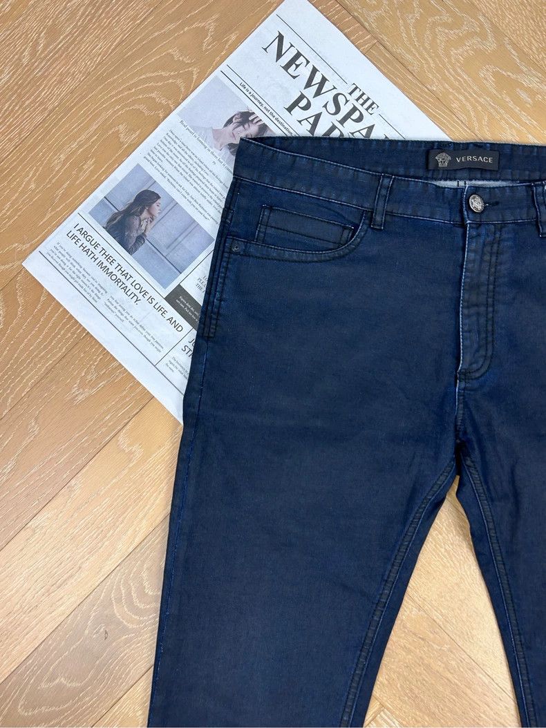 Versace Versace Slim Fit Coated Denim Pants for Men Size US 34 / EU 50 - 6 Thumbnail