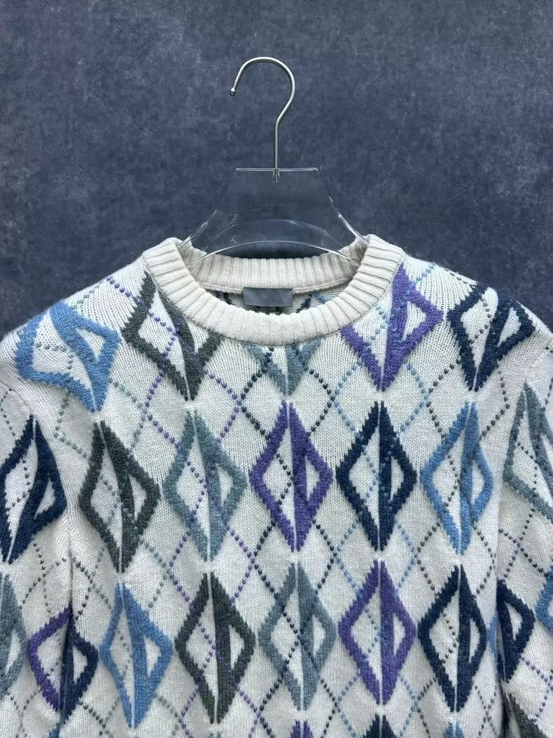 Dior DIOR Men's Knit Sweater with Diamond Pattern Size US S / EU 44-46 / 1 - 8 Thumbnail