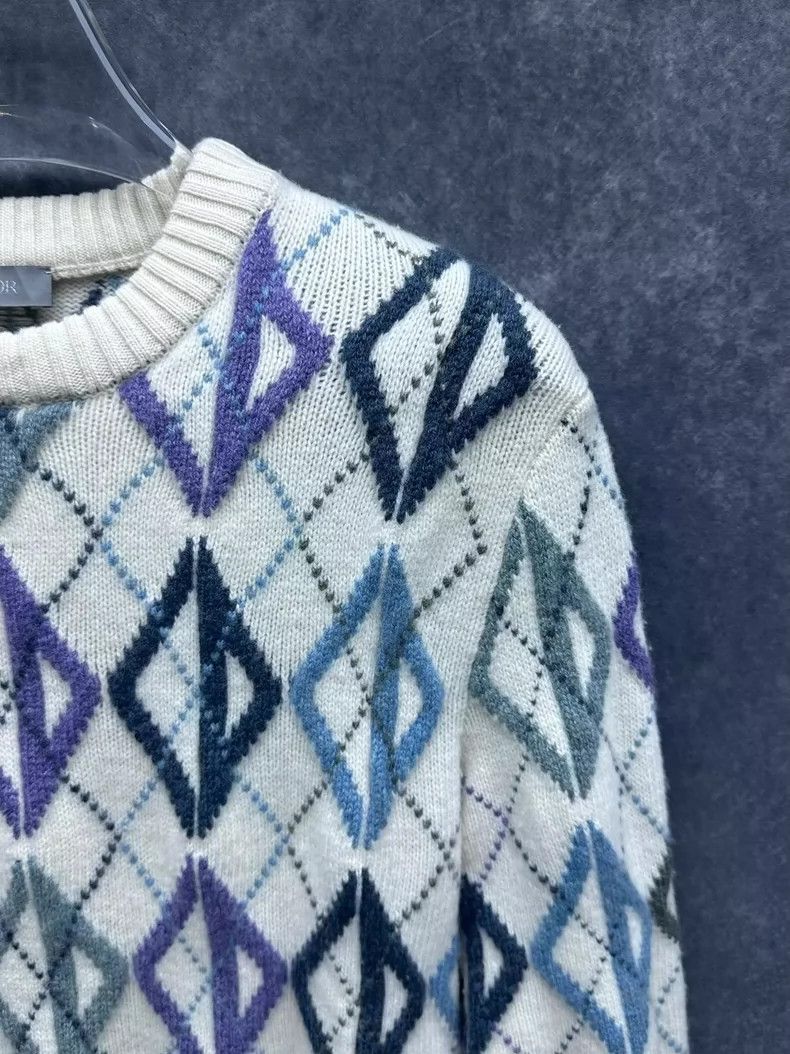 Dior DIOR Men's Knit Sweater with Diamond Pattern Size US S / EU 44-46 / 1 - 5 Thumbnail
