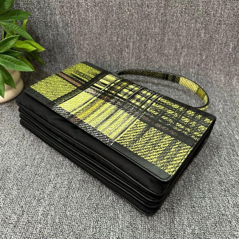Prada PRADA Striped Nylon Accordion Handbag Green Size ONE SIZE - 4 Thumbnail