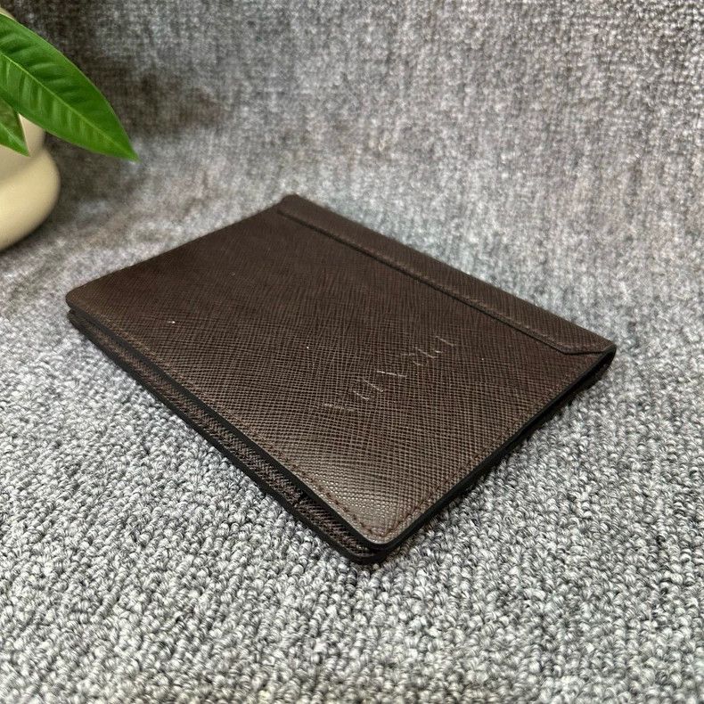 Prada PRADA Leather Card Case in Dark Brown Size ONE SIZE - 4 Thumbnail