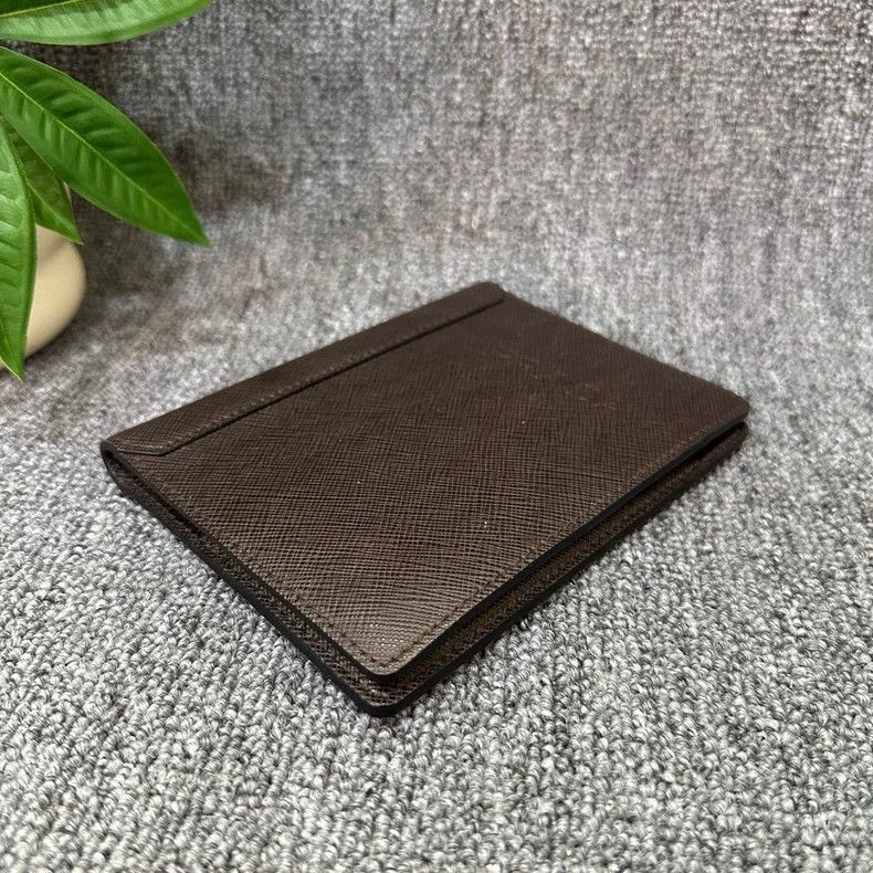 Prada PRADA Leather Card Case in Dark Brown Size ONE SIZE - 3 Thumbnail