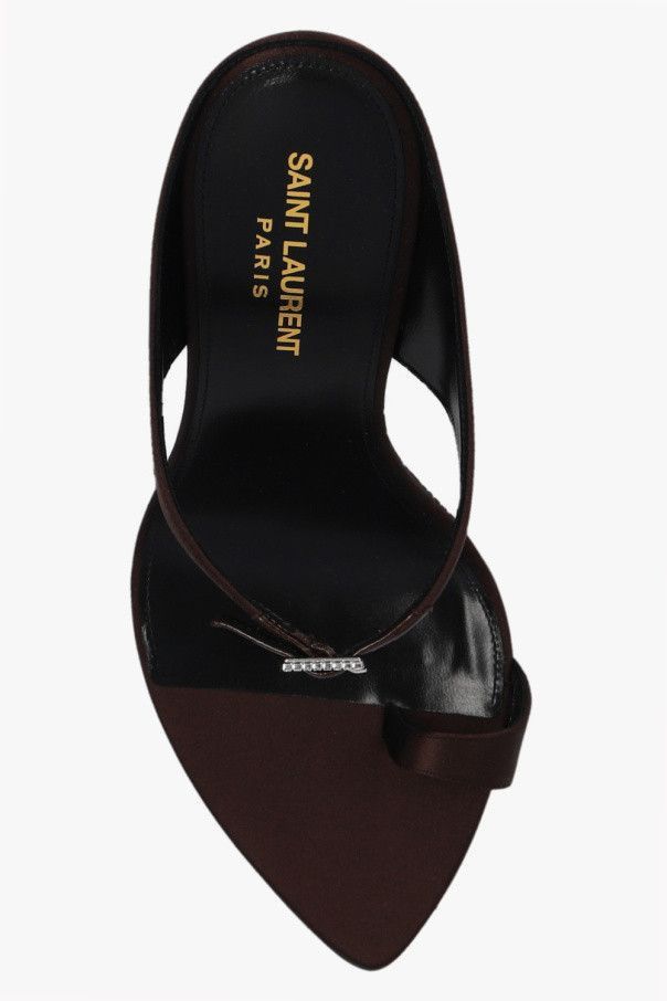 Saint Laurent Paris dive mules in crepe satin Size US 7.5 / IT 37.5 - 3 Thumbnail
