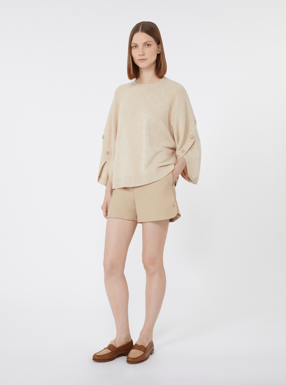 Max Mara 'Ampex' Beige Crewneck Sweater in Wool and Cashmere Woman Size M / US 6-8 / IT 42-44 - 4 Thumbnail
