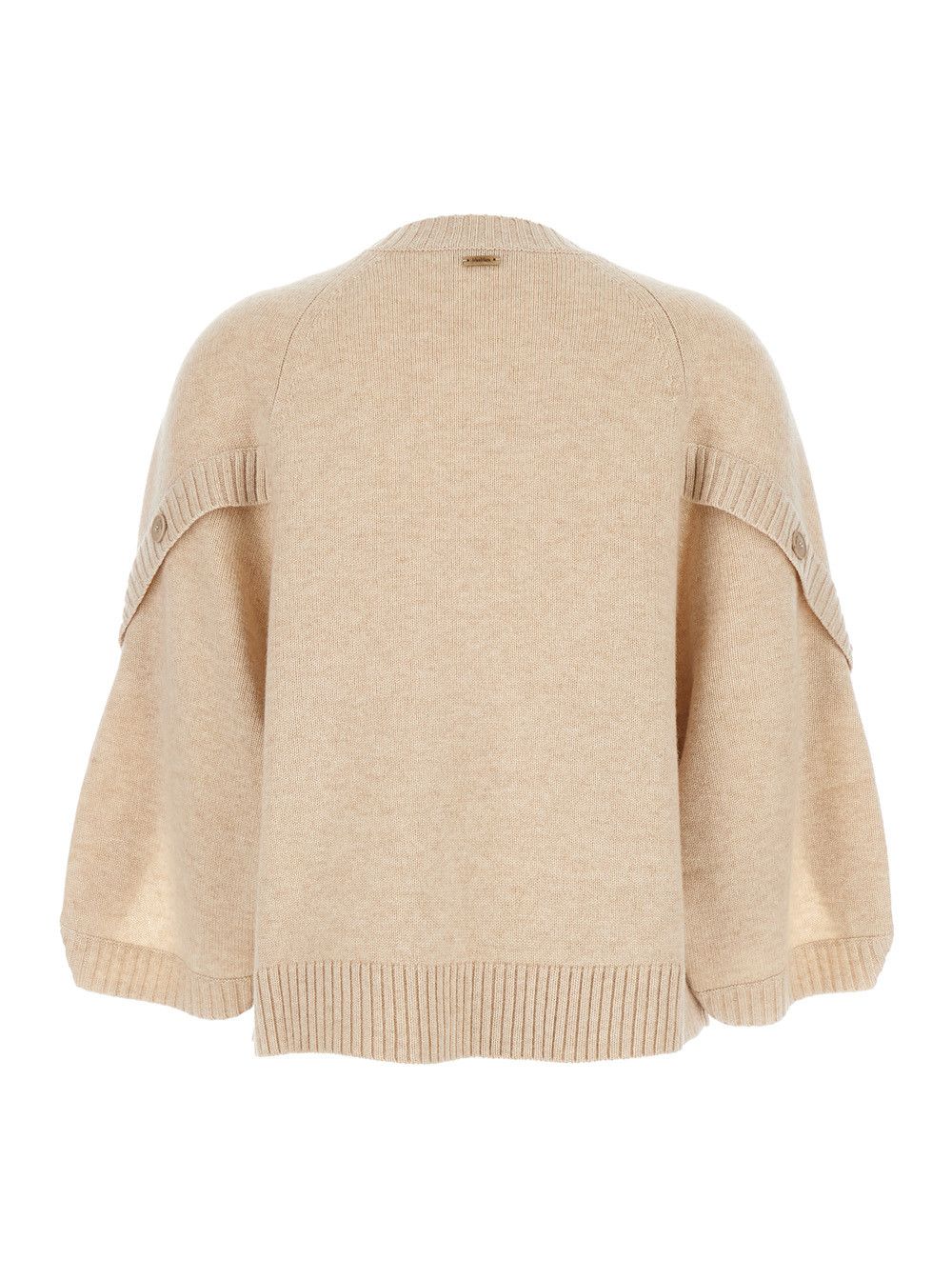 Max Mara 'Ampex' Beige Crewneck Sweater in Wool and Cashmere Woman Size M / US 6-8 / IT 42-44 - 2 Thumbnail