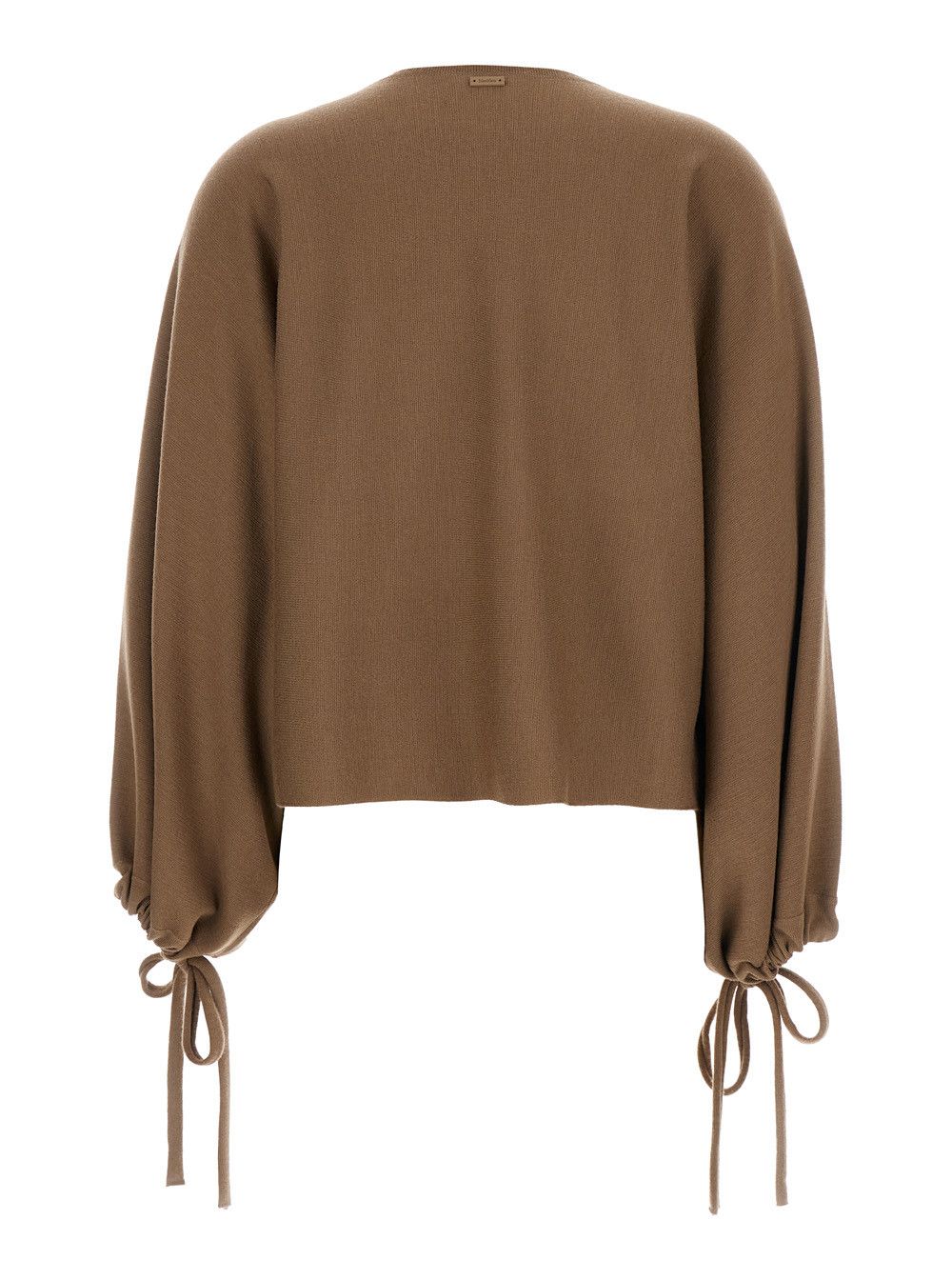 Max Mara 'Frais' Brown Crewneck Sweater with Cuffs with Ties in Wool Woman Size M / US 6-8 / IT 42-44 - 2 Thumbnail