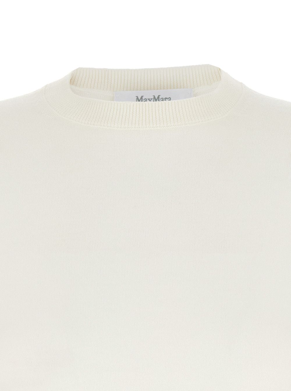 Max Mara 'Gerico' White Crewneck Sweater with Short Sleeves in Wool Woman Size M / US 6-8 / IT 42-44 - 3 Thumbnail