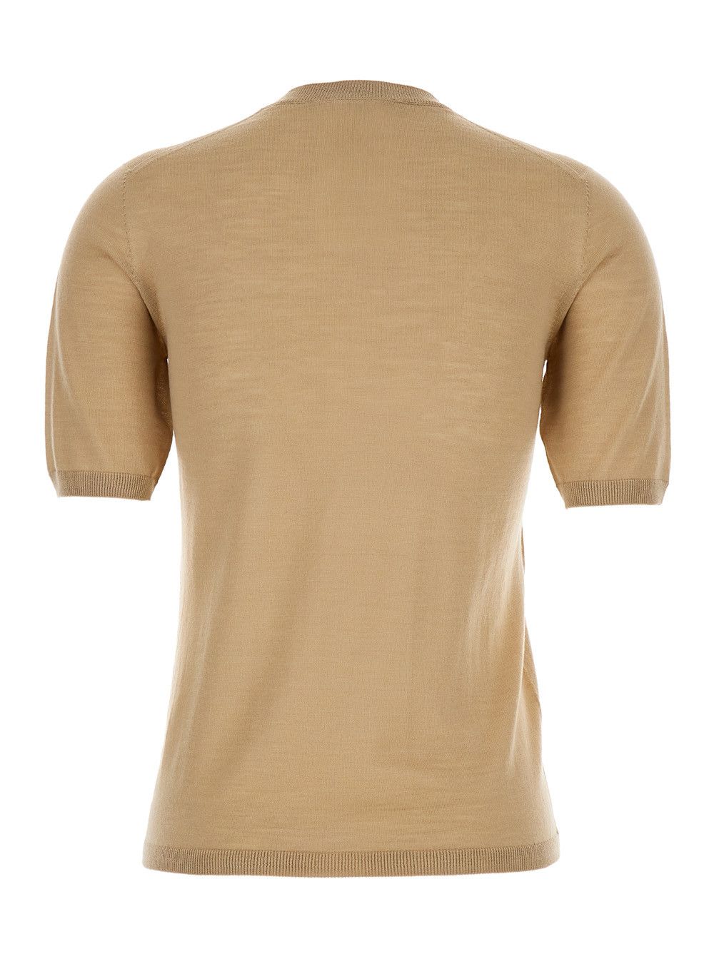Max Mara 'Gerico' Beige Crewneck Sweater with Short Sleeves in Wool Woman Size L / US 10 / IT 46 - 2 Thumbnail